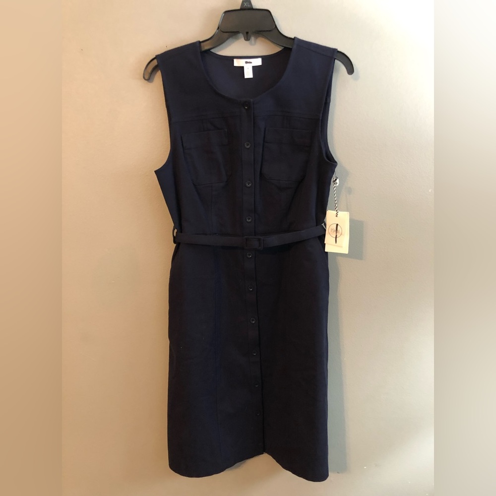 New 1901 Navy Button Down Dress